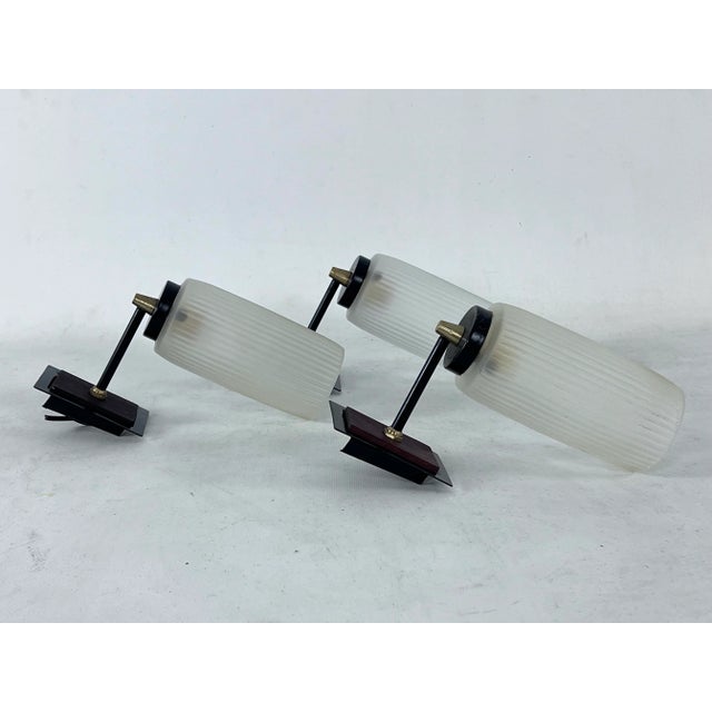 Black Mid-Century Italian Sconces, 1950s, Set of 3 For Sale - Image 8 of 11