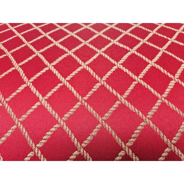 Mid 20th Century Red and Gold Upholstered Bench For Sale - Image 5 of 14