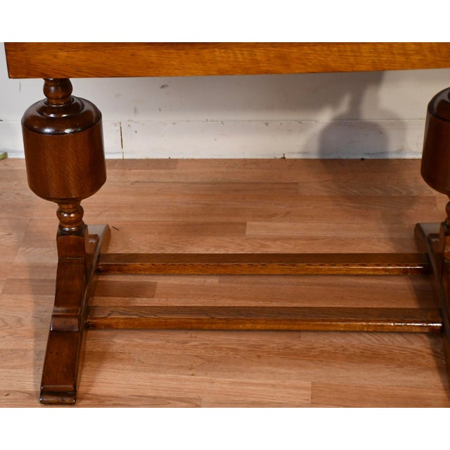 Brown 1920s English Traditional Oak Draw-Leaf Dining / Kitchen Table & 4 Chairs Set For Sale - Image 8 of 18