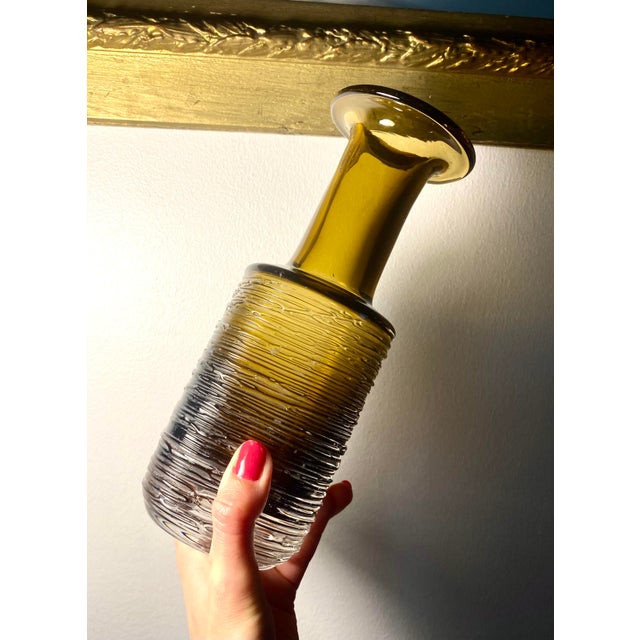 1960s Olive-Topaze Glass Vase by Bengt Edenfalk for Skruf, 1960s For Sale - Image 5 of 16