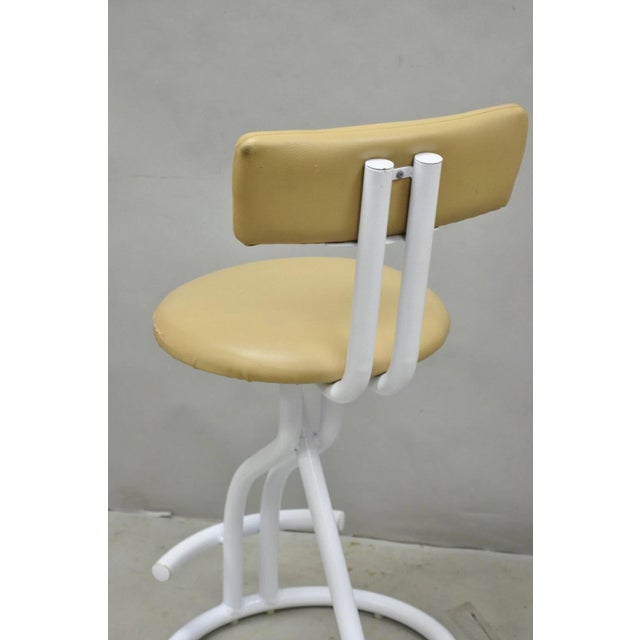 Vintage Postmodern Memphis Style White Tubular Metal Swivel Bar Stools - A Pair For Sale - Image 11 of 17