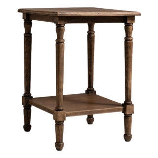 Early 20th Century France Weathered Honey Oak Oak Side Table With Shelf For Sale