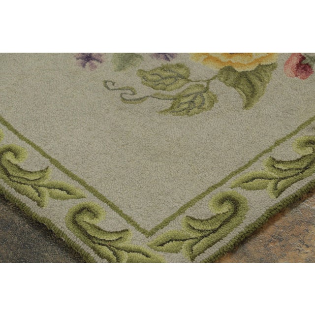 Rug & Kilim Antique Hooked Gift-Size Rug With Floral Bouquet & Foliate Border - Rug & Kilim For Sale - Image 4 of 7