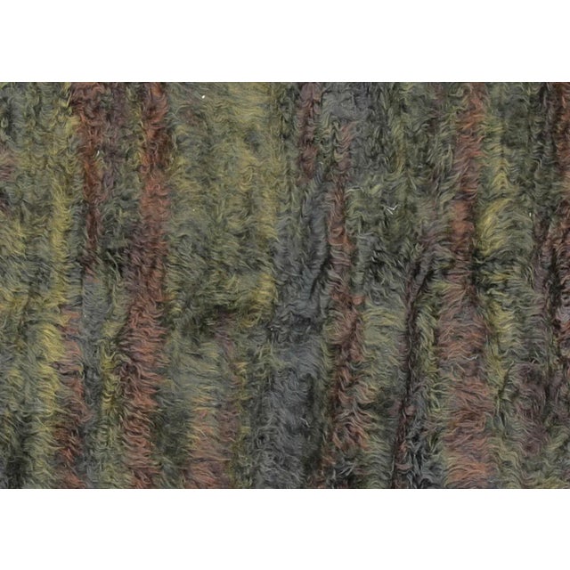 Contemporary Turkish Shag Rug. Hand woven in the Oushak region of Western Turkey, with a mix of Angora and New Zealand...