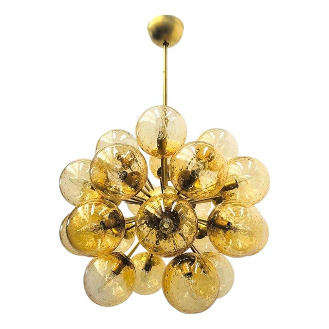 21st Century Ventiquattro Natural Brass Amber Bubbles Murano Sputnik Chandelier by Fabio LTD For Sale