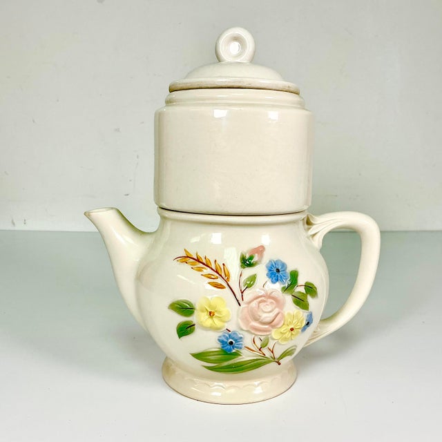 1930s 1931 Vintage Farmhouse Art Deco Boho Chic Porcelier Vitrequs Drip Coffee Purcolator, 6 Cup. For Sale - Image 5 of 13