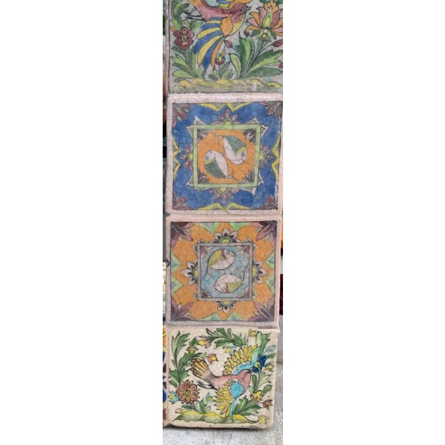 Blue Large Hand Painted Ceramic Tile Mirror For Sale - Image 8 of 13