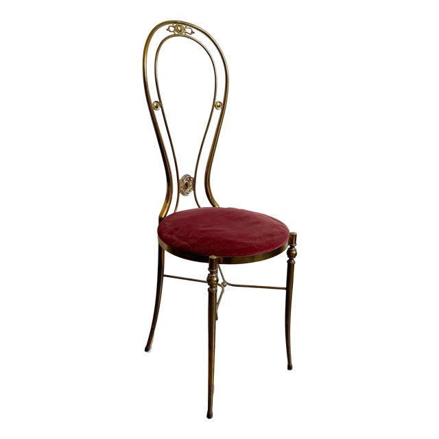 Mid-Century Modern Hollywood Regency Brass Chair attributed to Paolo Buffa, Italy, 1950s For Sale