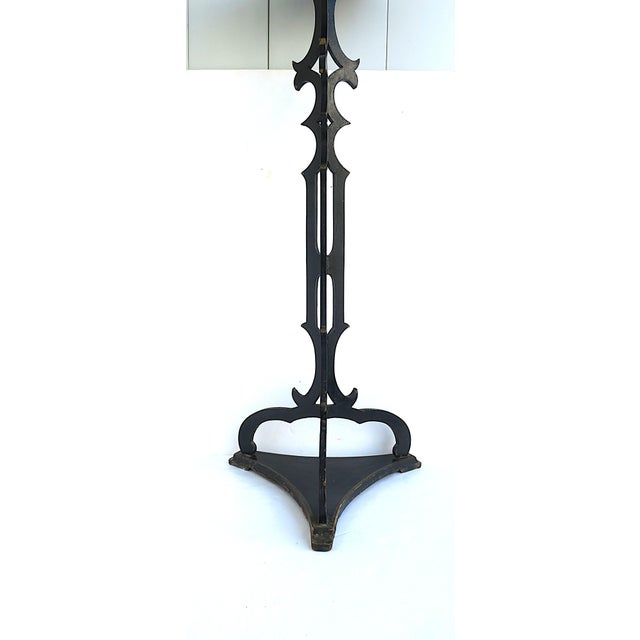 Victorian Black Lacquer Column Pedestal Plant Stand, Tall For Sale - Image 9 of 12