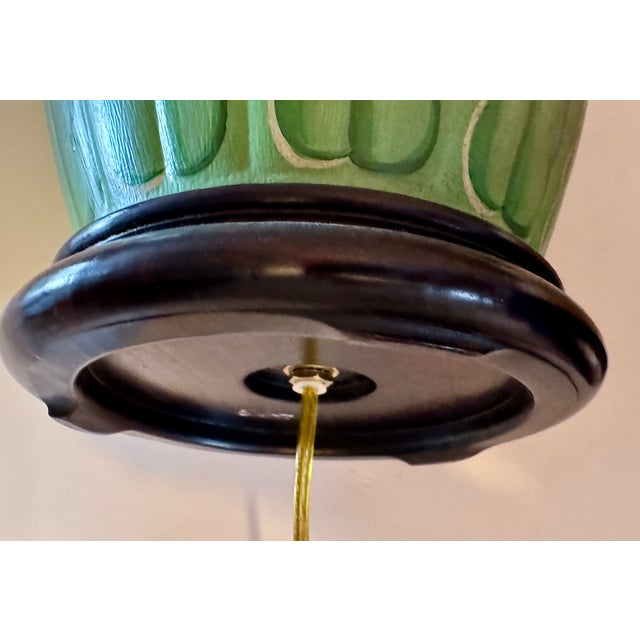 Ceramic Table Lamp, Pleated Silk Shade For Sale - Image 10 of 11