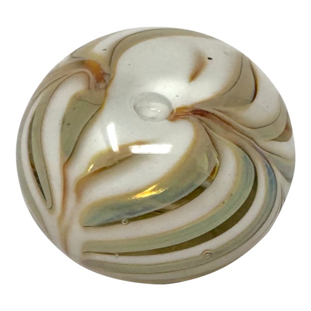 Vintage David R Boutin Art Glass Paperweight 1979 Rainbow Glassworks 3" Signed For Sale