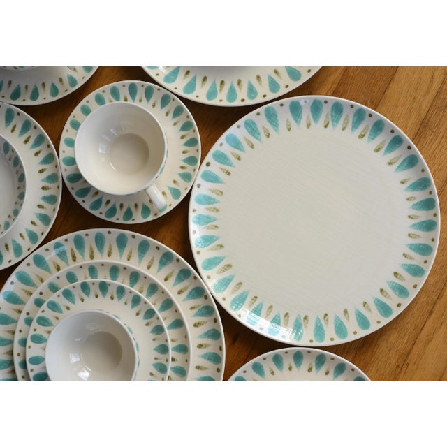 Mid Century Japanese Kasuga Contempo Turquoise Dinnerware 37-Piece Set For Sale - Image 4 of 13