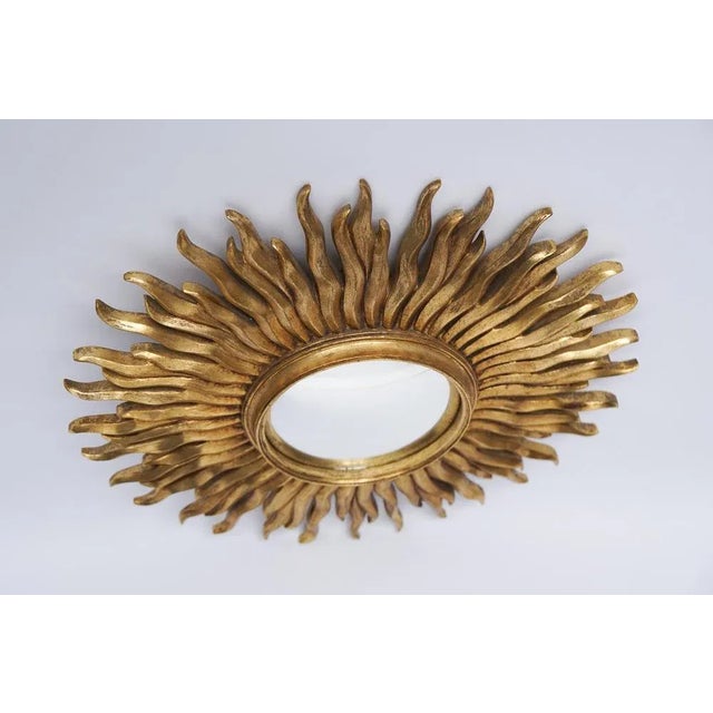 Mid-Century Modern Sunburst Golden Wall Mirror, France, 1960s For Sale - Image 4 of 8