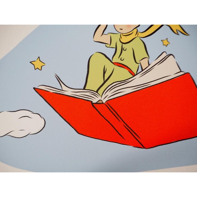 Antoine De Saint-Exupery, Le Petit Prince et le livre volant, Lithograph For Sale - Image 4 of 6