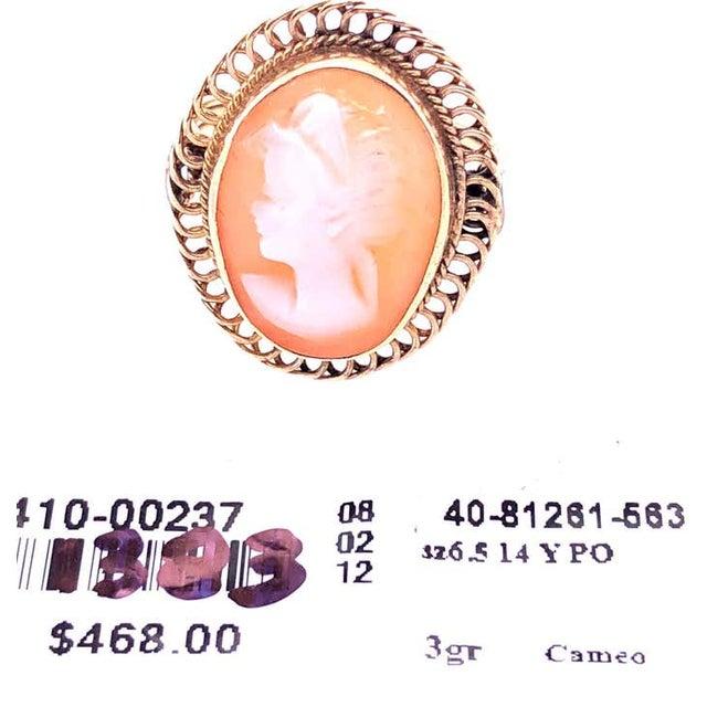 2010s 14 Karat Yellow Gold Swirl Framed Cameo Ring For Sale - Image 5 of 7