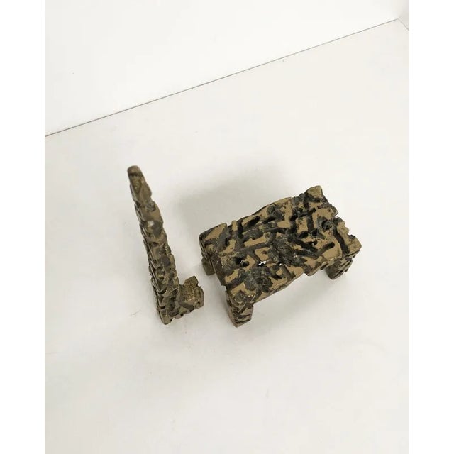 Brown Urano Palma, Italian Abstract Chair & Table Sculptures, 1980, Bronzes, Set of 2 For Sale - Image 8 of 11