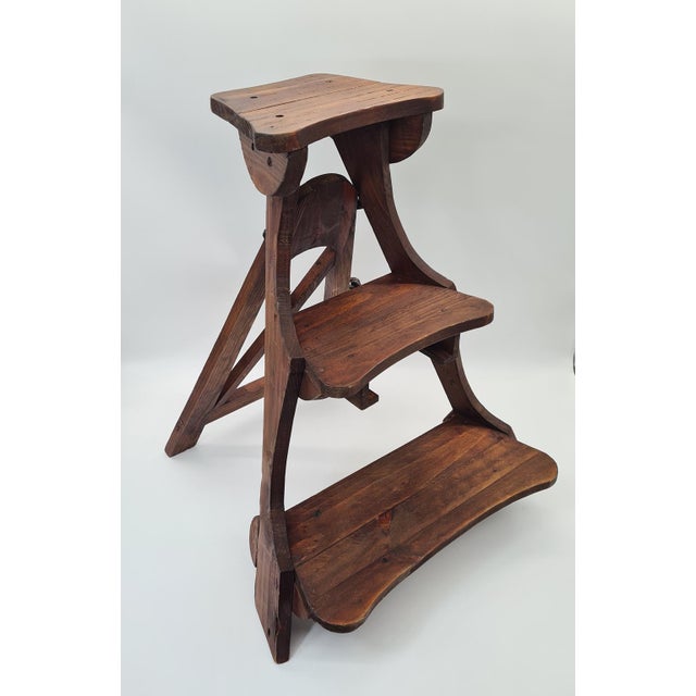 Wood Mid-Century Folding Library Steps, Western Europe, 1960s For Sale - Image 7 of 9