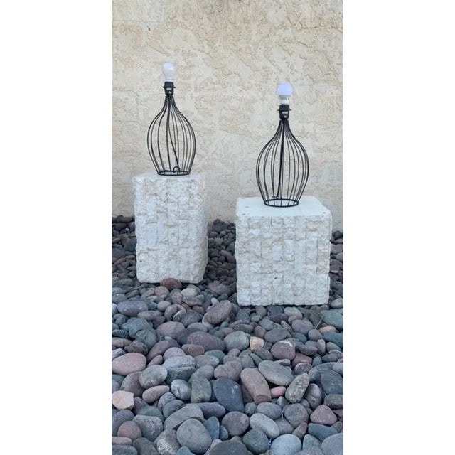 Cool sculptural minimalism black wire working condition jug style table lamps decorator / designer ready. will ship in...