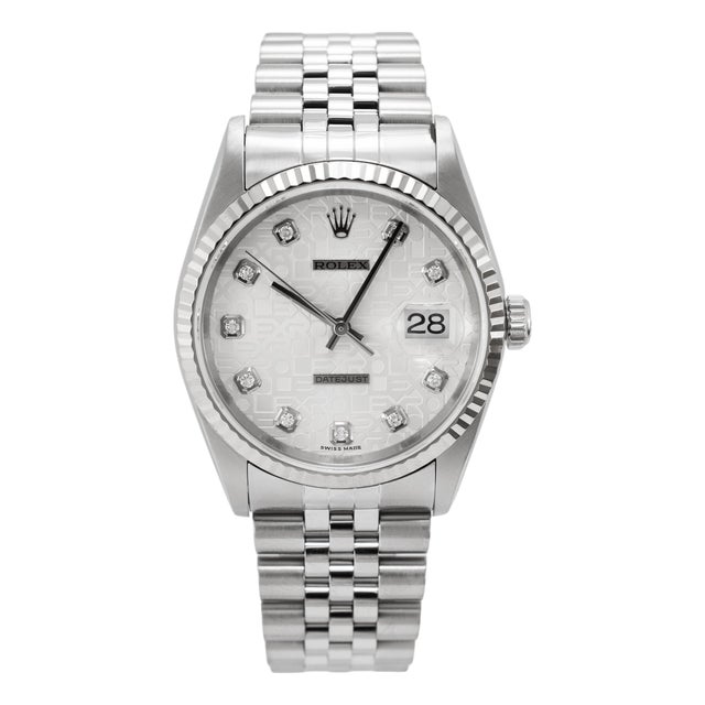 Rolex Datejust 36mm 16234 White Jubilee Computer Dial 18k White Gold Steel Watch For Sale