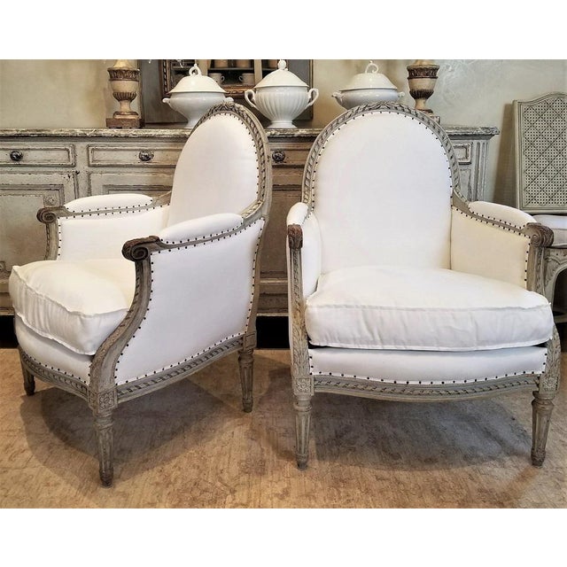 Large Pair of 19th C Louis XVI Armchairs For Sale - Image 4 of 11