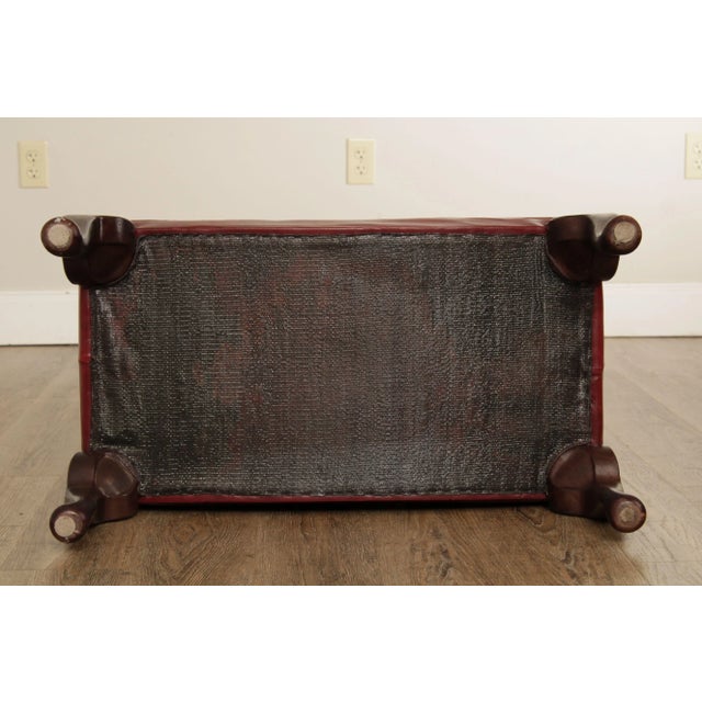 Red 1980s Georgian Style Tufted Red Leather Ottoman or Foot Stool For Sale - Image 8 of 13