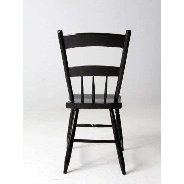 Antique Stencil Back Plank Seat Chair For Sale - Image 4 of 12