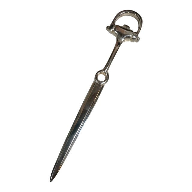 Vintage Silver Plated Equestrian Letter Opener, Italy, 1980s For Sale