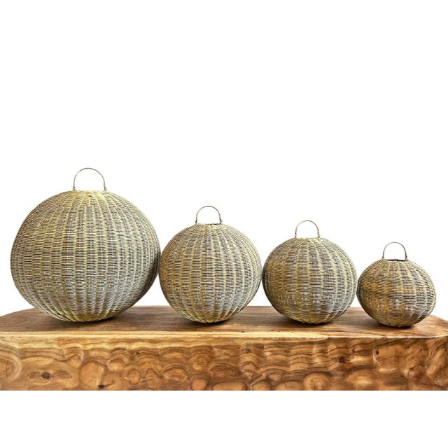 2020s Outdoor Faux Rattan Globe Pendant Light 24" For Sale - Image 5 of 9