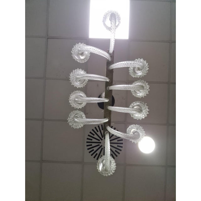 Barovier 10-Light Chandelier Rare ten-light chandelier in rostrato glass by Ercole Barovier. Rostrato glass was made using...