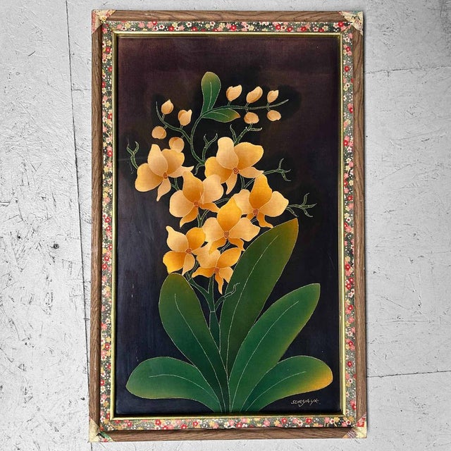 Yūzen Flower Decoration on Silk, Japan, 1950s For Sale - Image 14 of 14