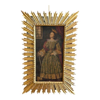 18th Century Italian School Portrait of a Crowned Female Figure With Sword Regular Price For Sale