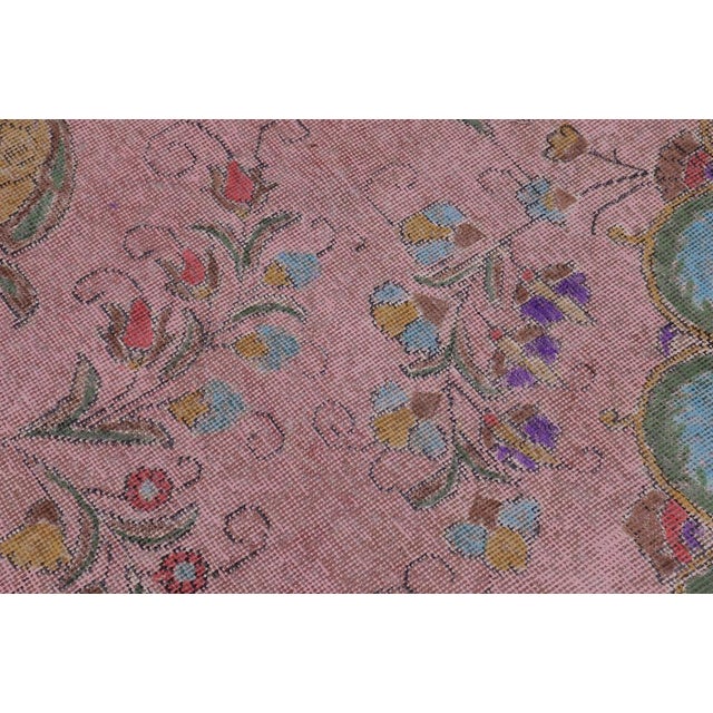 Textile Vintage 1990's Pink/Blue Wool Rug - 9'0'' X 11'11'' For Sale - Image 7 of 10