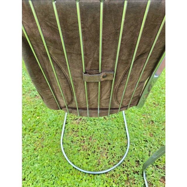 Set of 4 Attributed to Gastone Rinaldi Cantilever Chrome Design Chairs Rima Italy 1970 MCM For Sale - Image 10 of 13