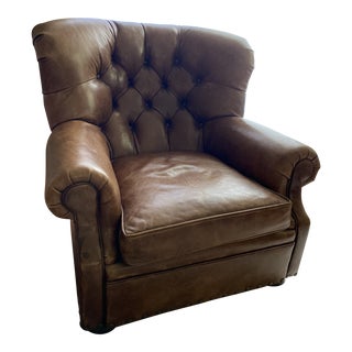 Classic Ralph Lauren Leather Club Chair For Sale