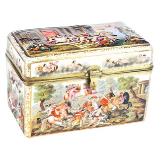 19th Century Italian Capodimonte Porcelain Table Casket For Sale