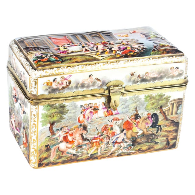 19th Century Italian Capodimonte Porcelain Table Casket For Sale