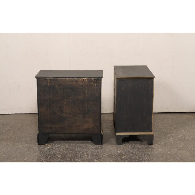 Black English Pair Black Side Chests, Mid 20th C. For Sale - Image 8 of 14