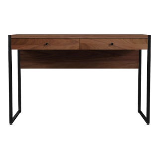 Drake 2 Drawer Walnut Writing Desk, Dark Brown For Sale