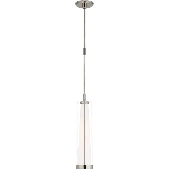 Modern Thomas O'Brien for Visual Comfort Signature Calix Tall Pendant in Polished Nickel with White Glass For Sale - Image 3 of 4