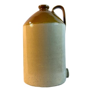 Antique English Salt Glaze Stoneware 4 Gallon Flagon For Sale