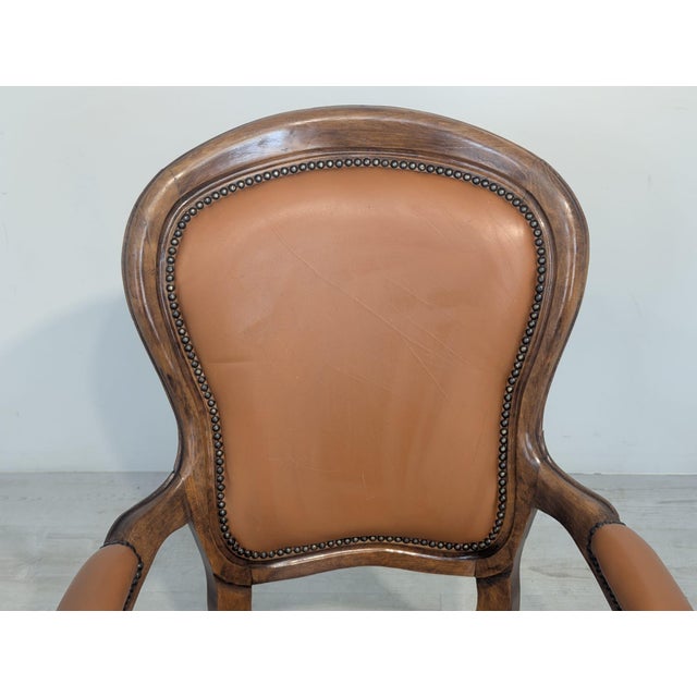 Vintage Chippendale Armchair in Genuine Leather, 1975 For Sale - Image 13 of 14