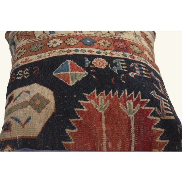 Late 20th Century Vintage Caucasian Rug Pillow, 01'01 X 01'06 For Sale - Image 5 of 9