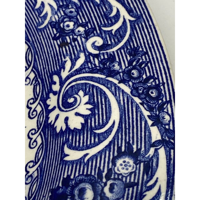 Ceramic Antique Late 19th Century Ridgways Blue & White “Rhine” Transferware Chop Plate For Sale - Image 7 of 13