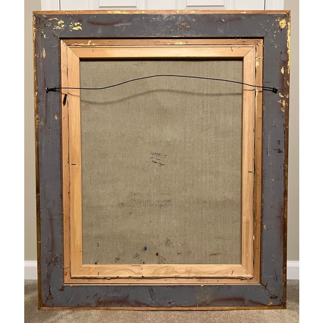 Gold Large Impressionist Original Painting on Canvas Still Life Flowers 33x39 Signed Robis Ornate Victorian Style Frame For Sale - Image 8 of 9