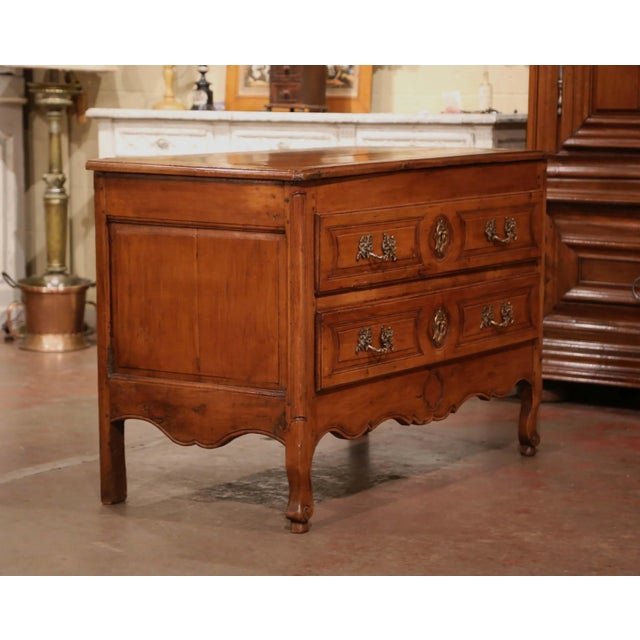 Brown 18th Century French Louis XV Cherry Commode Sauteuse With Bronze Mounts For Sale - Image 8 of 11