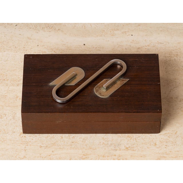 Early 20th Century Art Deco Stained Wood & Nickel Plated Bronze Decorative Box For Sale - Image 5 of 7