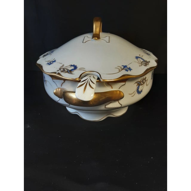 Rustic European Large Vintage Kpm Tureen With Ladel For Sale - Image 3 of 10