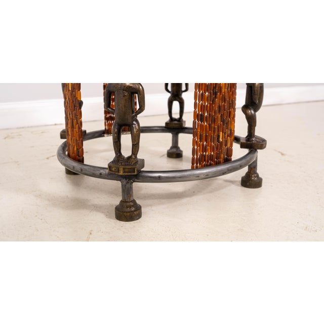 Animal Skin Maitland-Smith African Style Leather Top End Table For Sale - Image 7 of 11