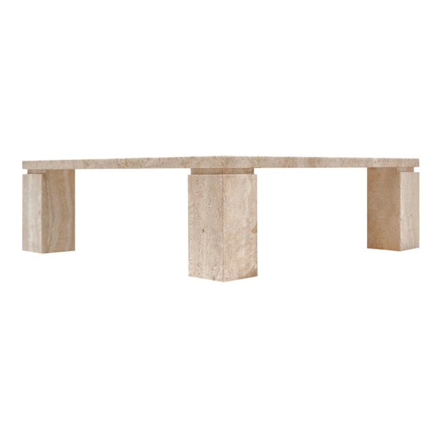 Modernist Travertine Vintage Coffee Table For Sale In Austin - Image 6 of 9