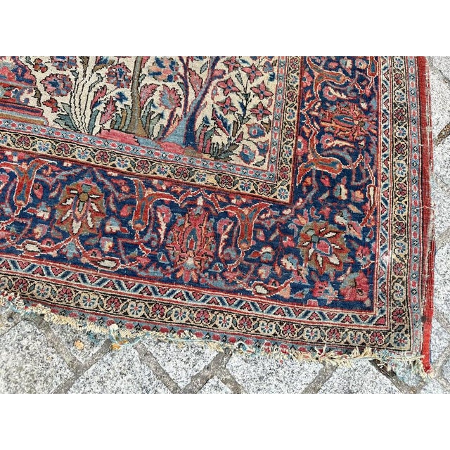 Textile Floral Kashan Rug, 1920s For Sale - Image 7 of 18